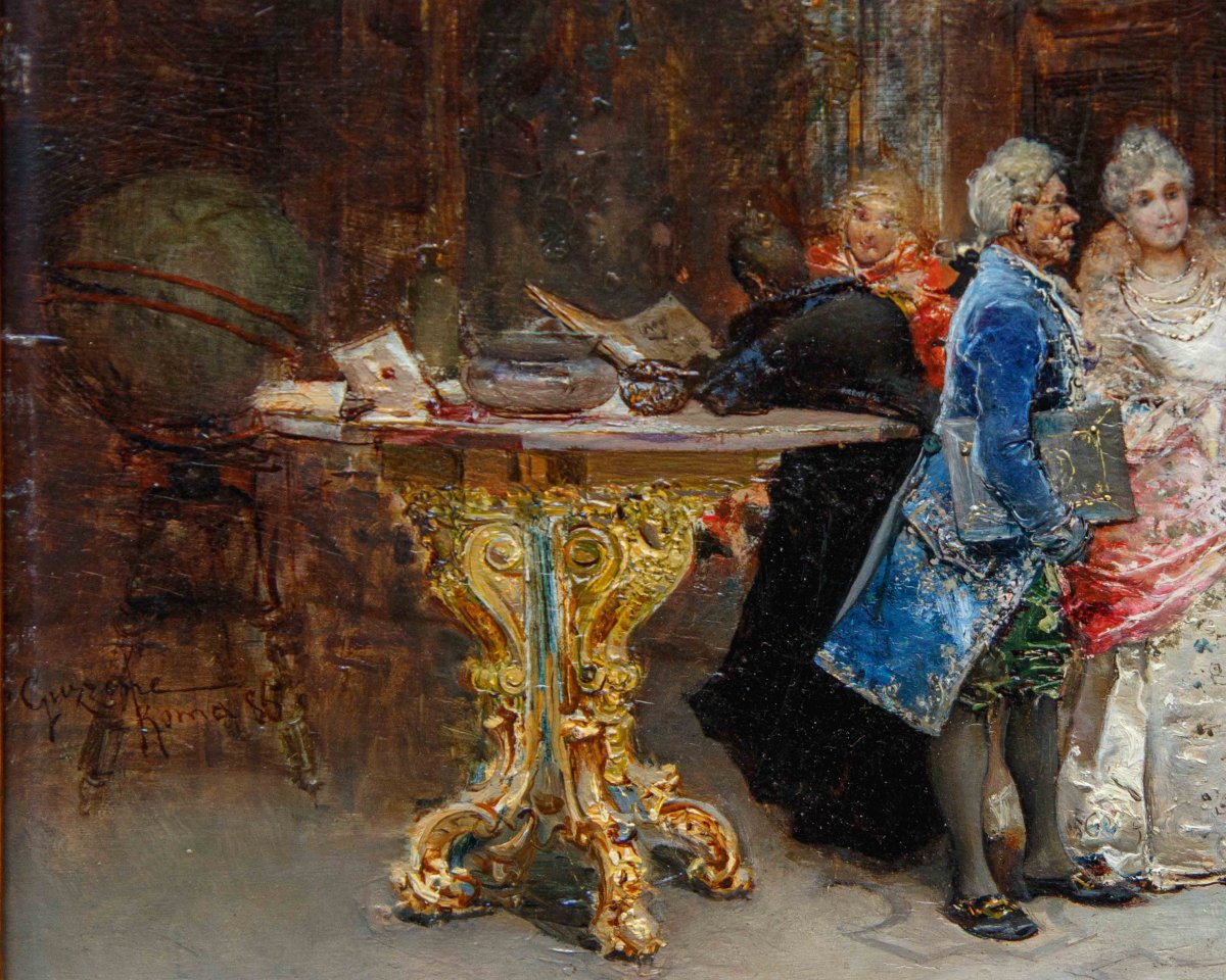 Sebastiano Guzzone (militello, 1856 - Florence, 1890), Interior With Costumed Figures, 1885-photo-3