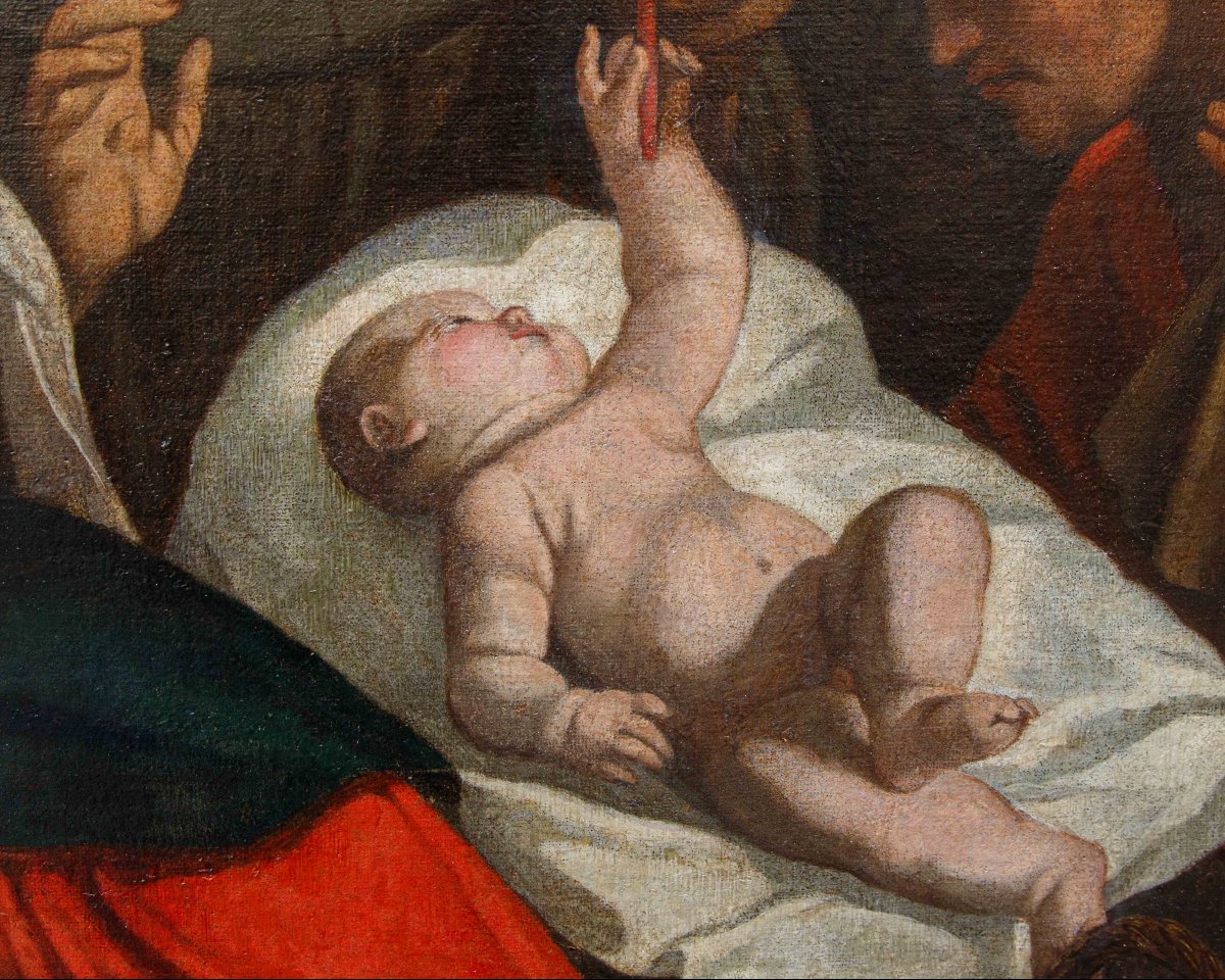 Atelier de Bonifacio de' Pitati, Adoration des pasteurs avec les saints François et Catherine-photo-6