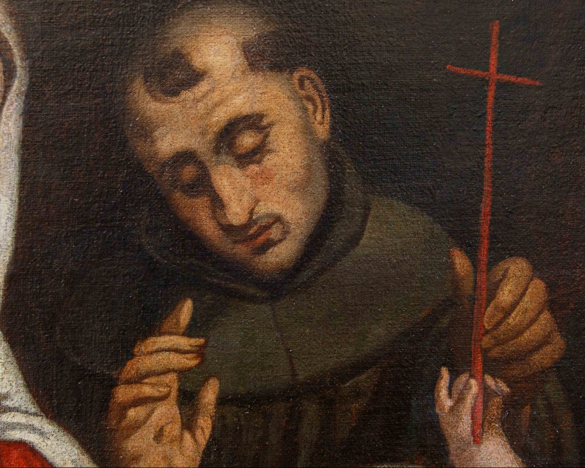 Atelier de Bonifacio de' Pitati, Adoration des pasteurs avec les saints François et Catherine-photo-8