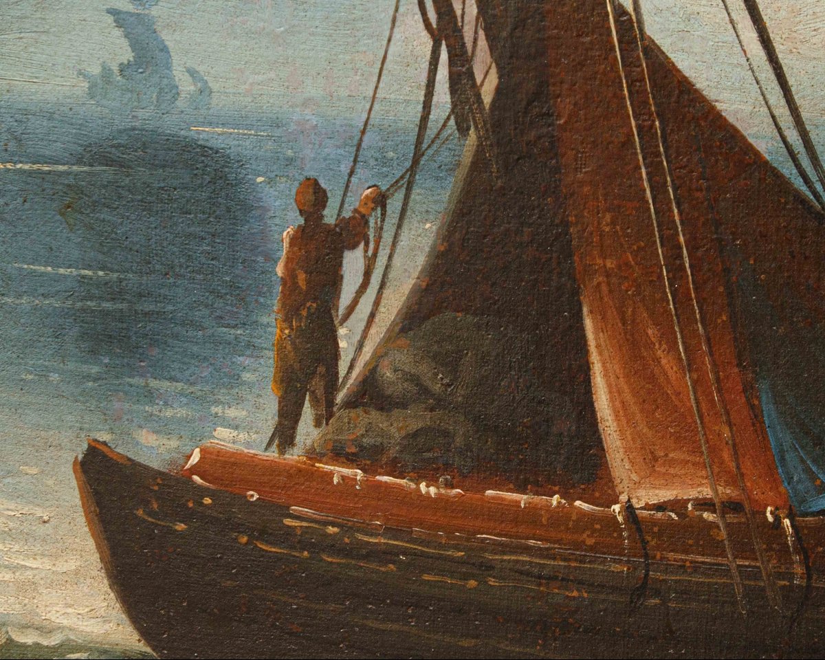 Francesco Antoniani (milan, 1700/1710 - Turin, 1775), Port View With Sailing Ships-photo-8