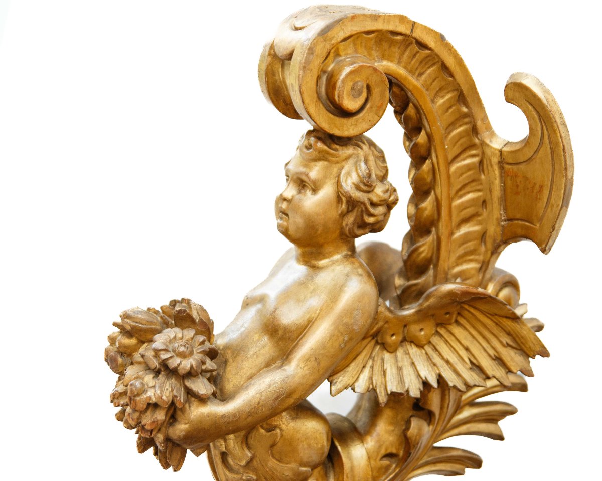 XIXe siècle, Couple de cariatides avec putti-photo-2