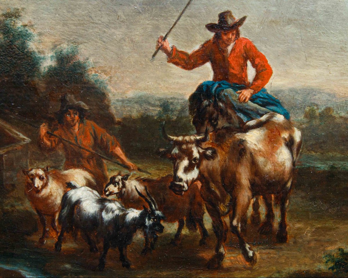 Christian Reder (leipzig, 1656 – Rome, 1726) Workshop Of, Pair Of Rural Scenes-photo-2