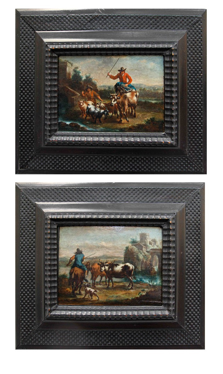 Christian Reder (leipzig, 1656 – Rome, 1726) Workshop Of, Pair Of Rural Scenes