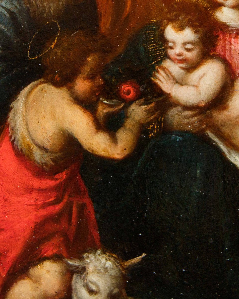 École romaine du XVIIe siècle, Sainte famille avec saint Jean-photo-6