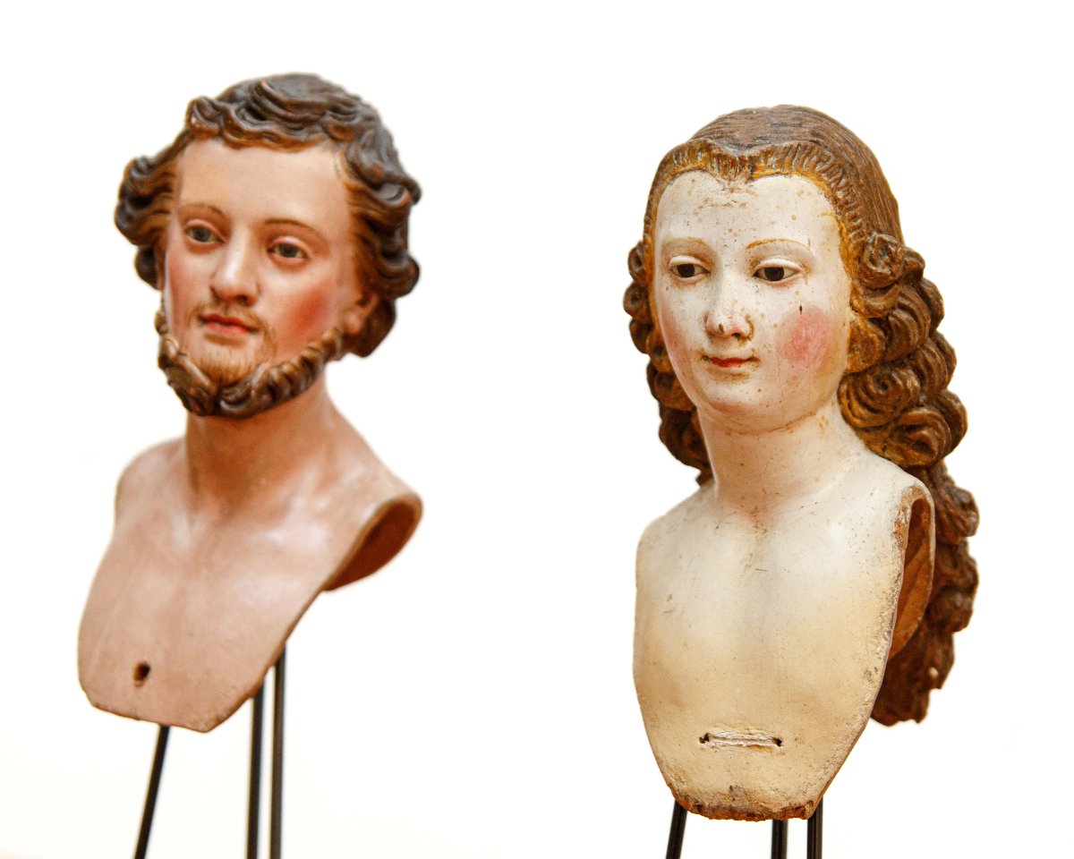 Manufacture napolitaine, 18ème siècle, Deux têtes de figures de la Crèche -photo-2