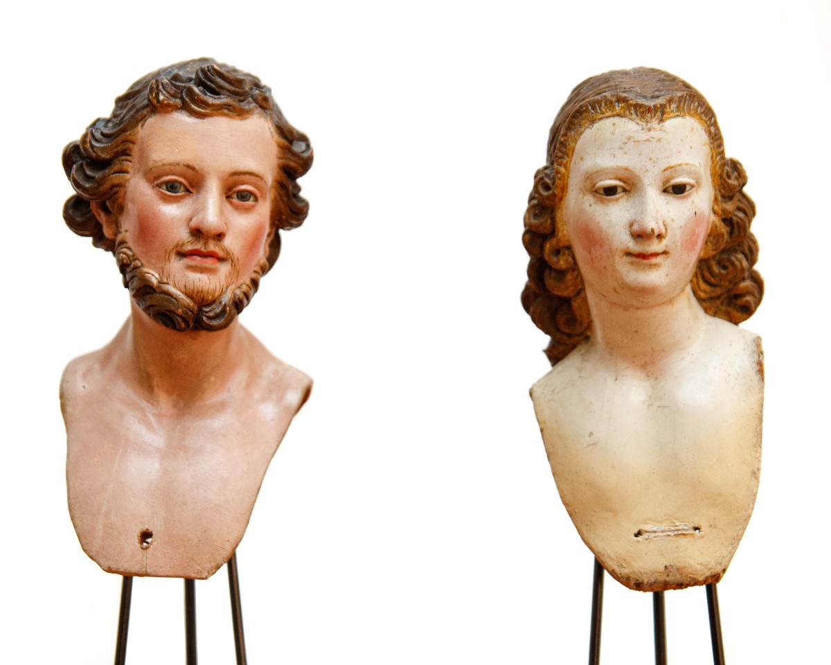 Manufacture napolitaine, 18ème siècle, Deux têtes de figures de la Crèche 
