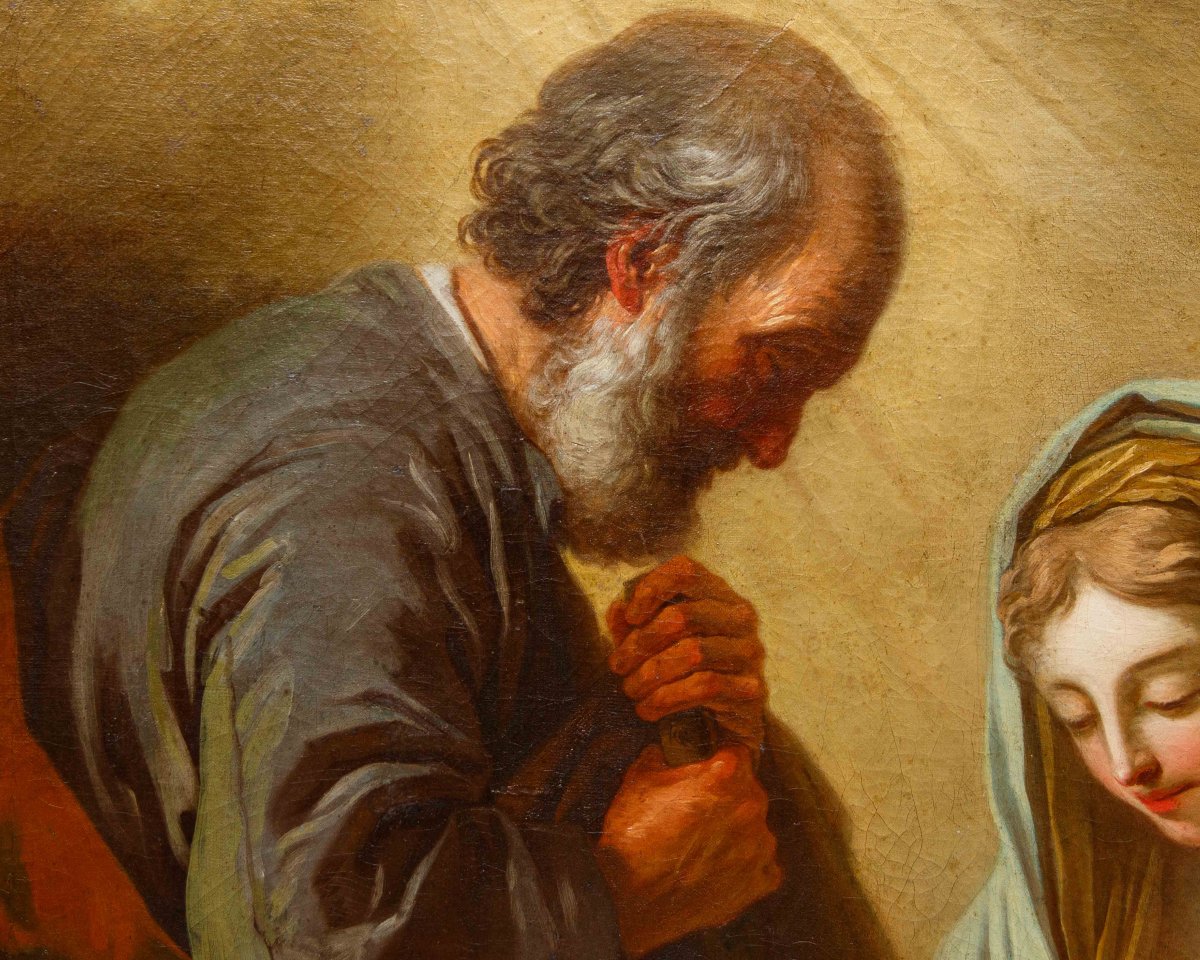 Peintre vénitien de la première moitié du XVIIIe siècle, Madone du lait et saint Joseph-photo-3