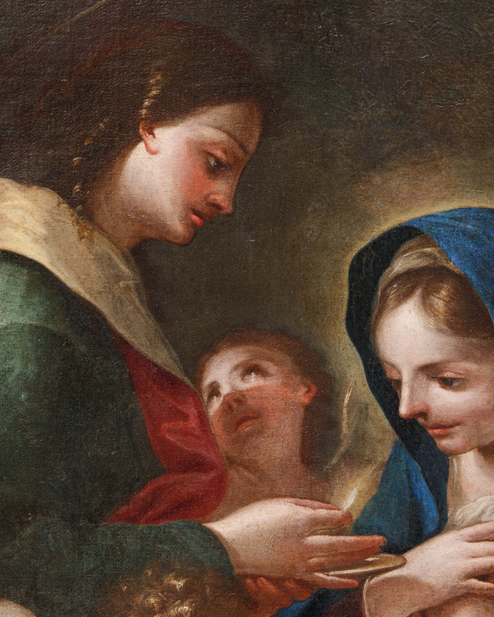 École émilienne du milieu du XVIIe siècle, La Vierge reçoit l’Eucharistie de saint Jean-photo-2