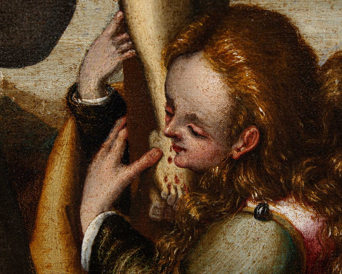 Marcantonio Mainardi (Crémone, 1570 - 1629), Crucifixion avec Madeleine et un saint franciscain-photo-5
