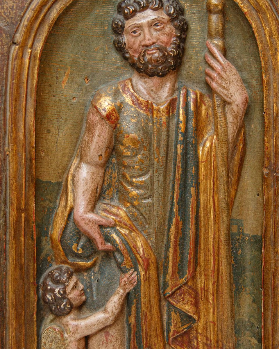 Spain, 16th Century, Carved Relief With Saint Rocco-photo-3