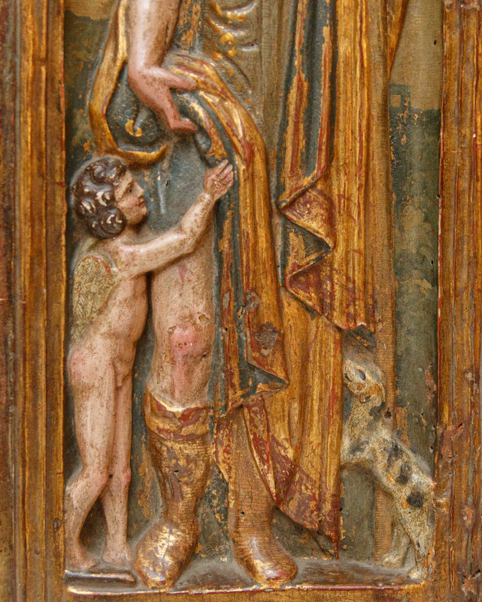 Spain, 16th Century, Carved Relief With Saint Rocco-photo-4