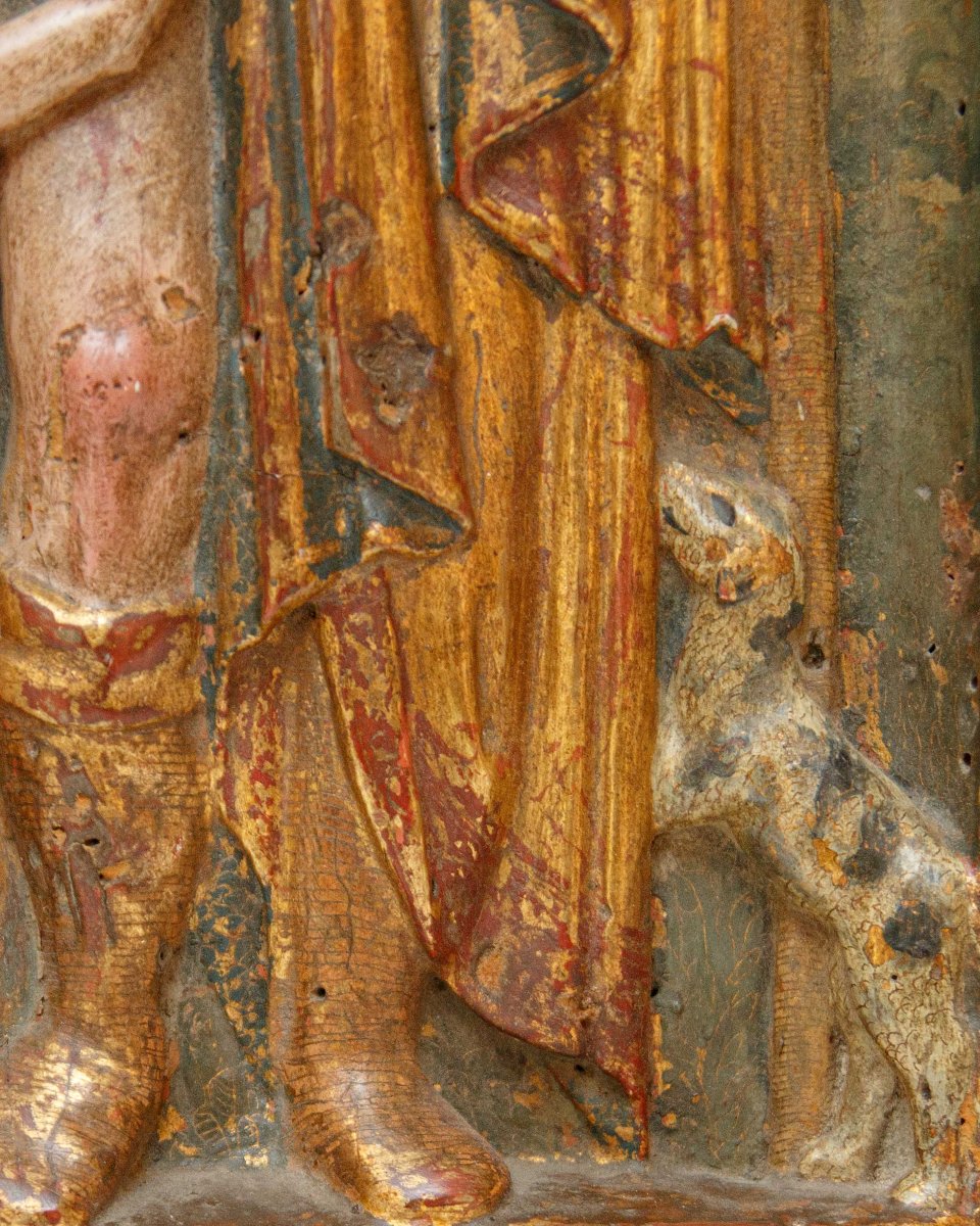 Spain, 16th Century, Carved Relief With Saint Rocco-photo-3