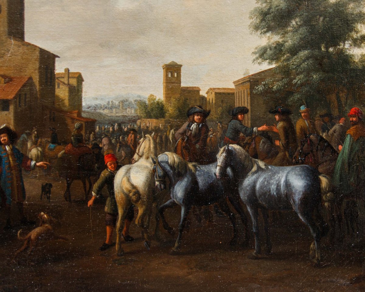 Jan Vincentz Van Der Vinne (haarlem, 1663 - 1721), Horse Market-photo-2