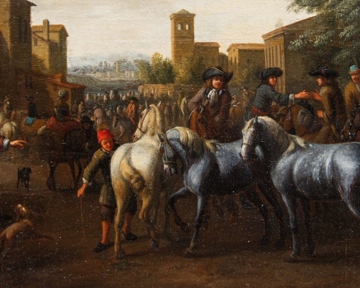 Jan Vincentz Van Der Vinne (haarlem, 1663 - 1721), Horse Market-photo-4