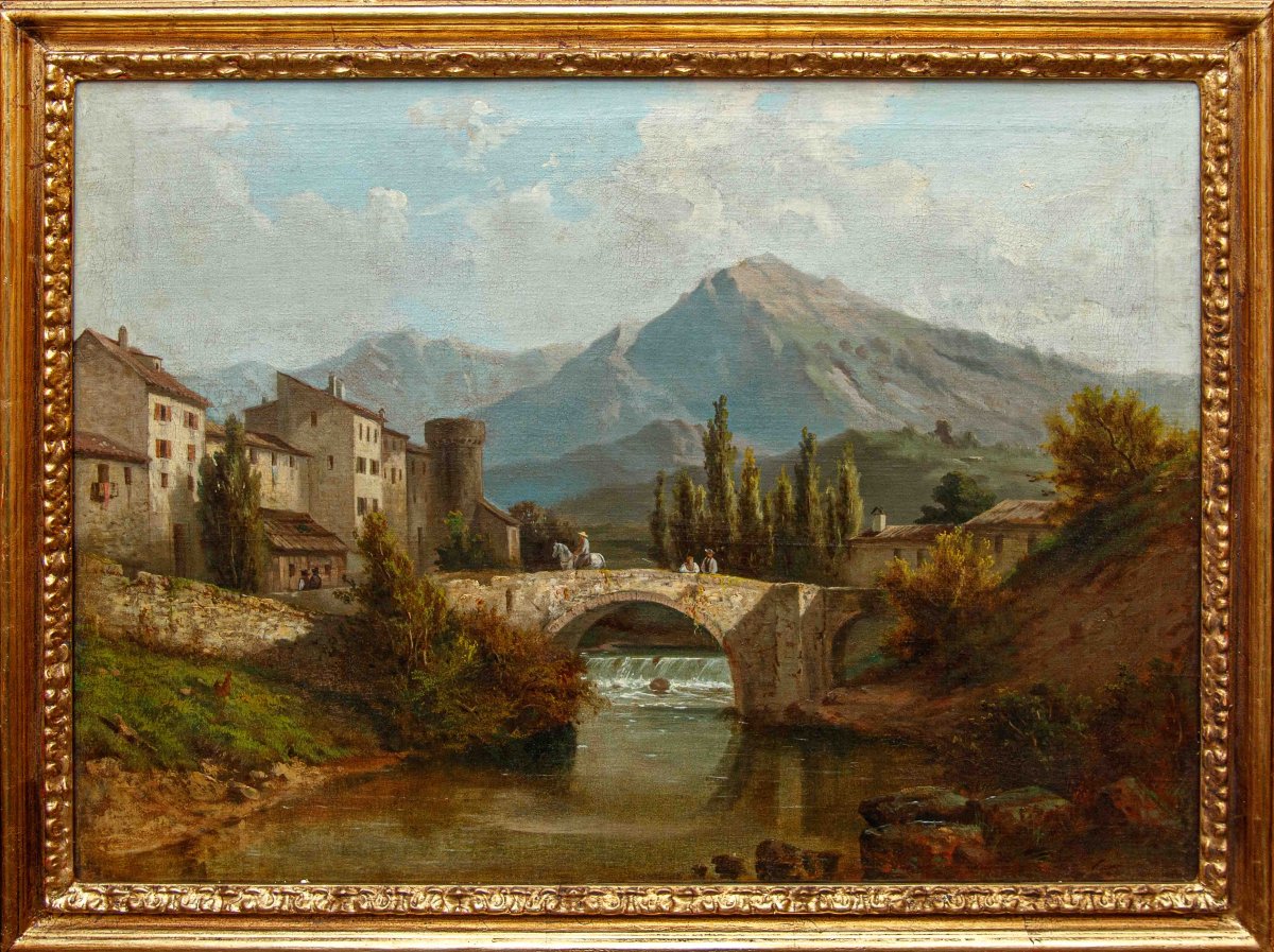 Costantino Rosa (bergamo, 1803 – 1878), Pair Of Mountain Landscapes-photo-2