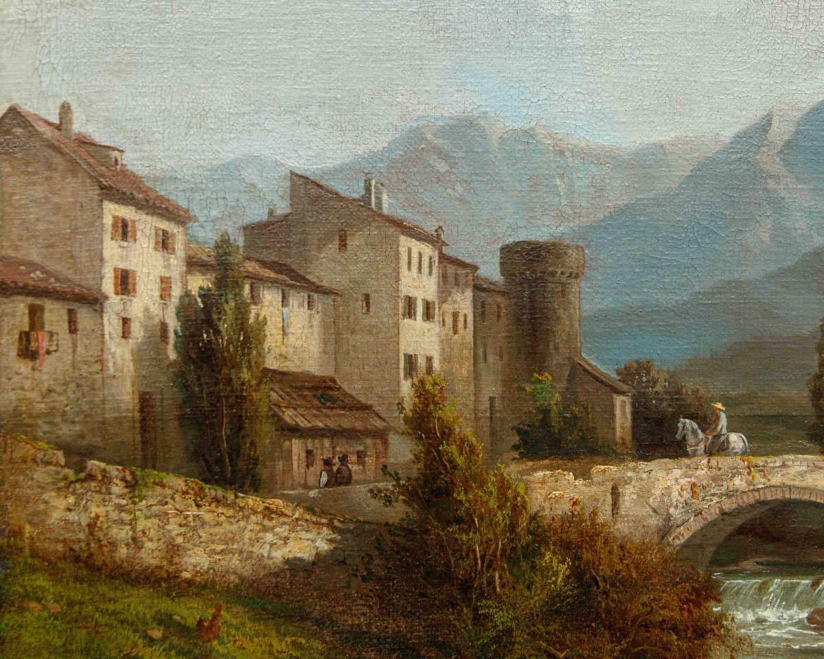 Costantino Rosa (bergamo, 1803 – 1878), Pair Of Mountain Landscapes-photo-3