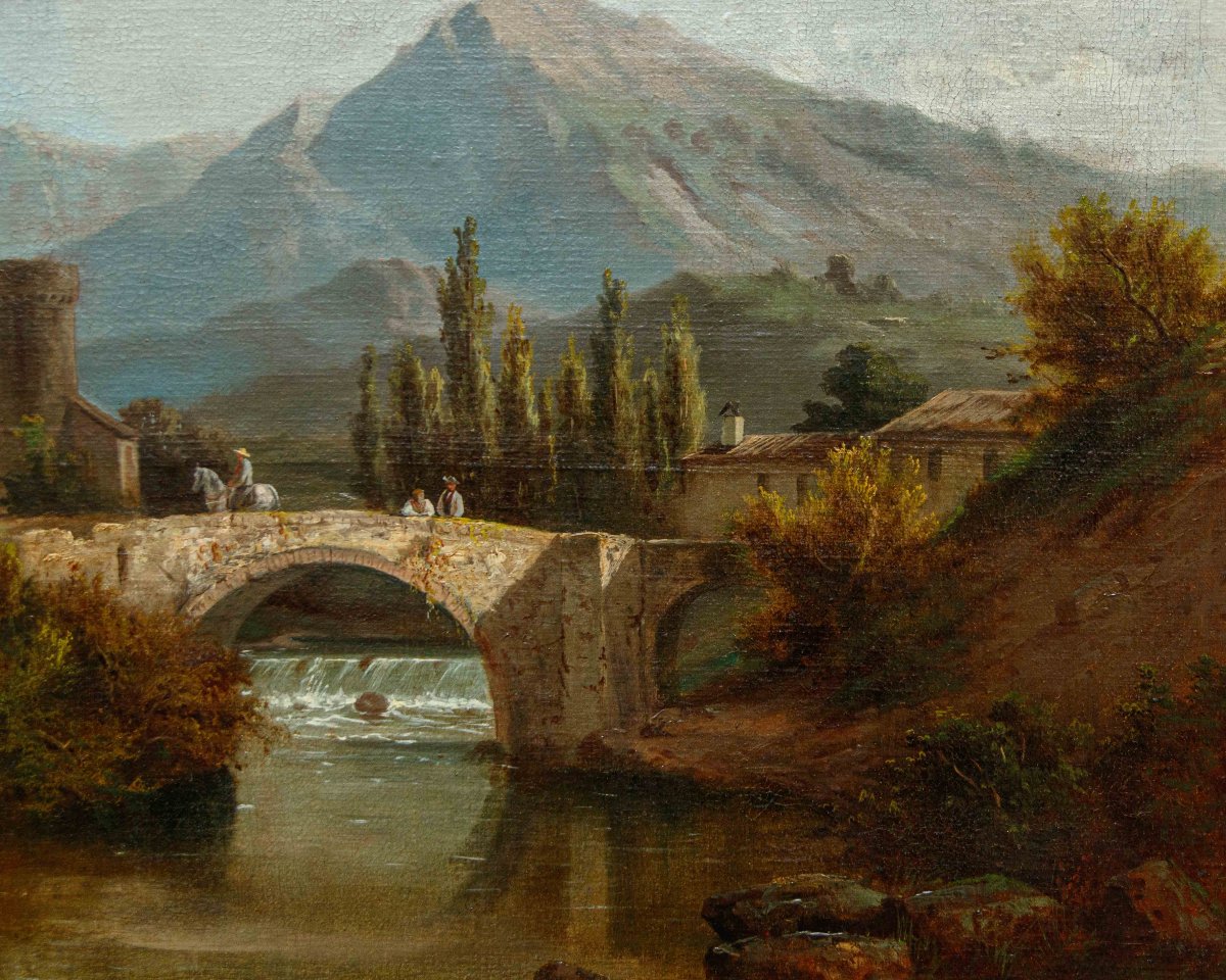 Costantino Rosa (bergamo, 1803 – 1878), Pair Of Mountain Landscapes-photo-4