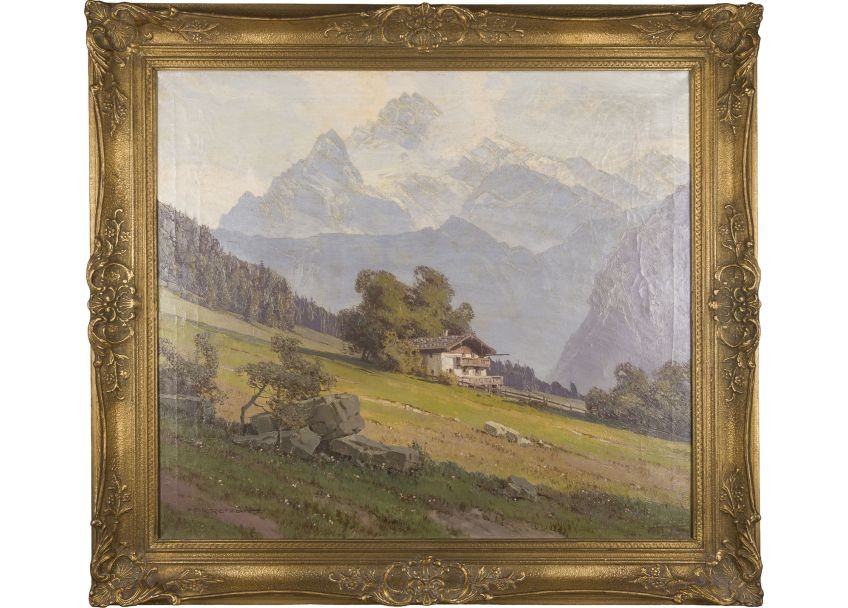 Ernst Carl Walter Retzlaff (Berlin, 1898 - Detmold, 1976), Paysage alpin avec chalet