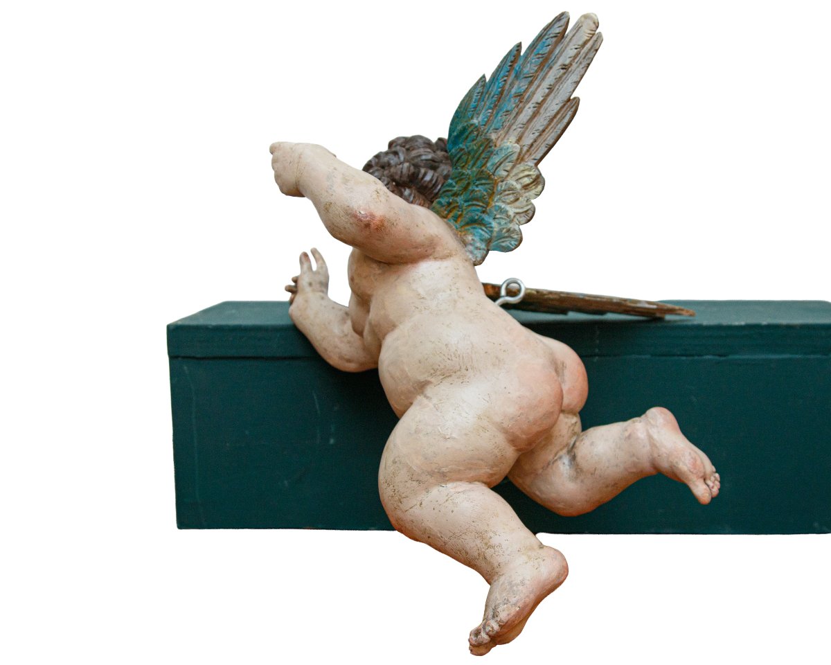 Late 18th Century - Early 19th Century, Pair Of Angels In Flight-photo-2