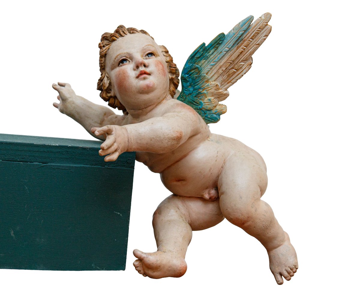 Late 18th Century - Early 19th Century, Pair Of Angels In Flight-photo-1