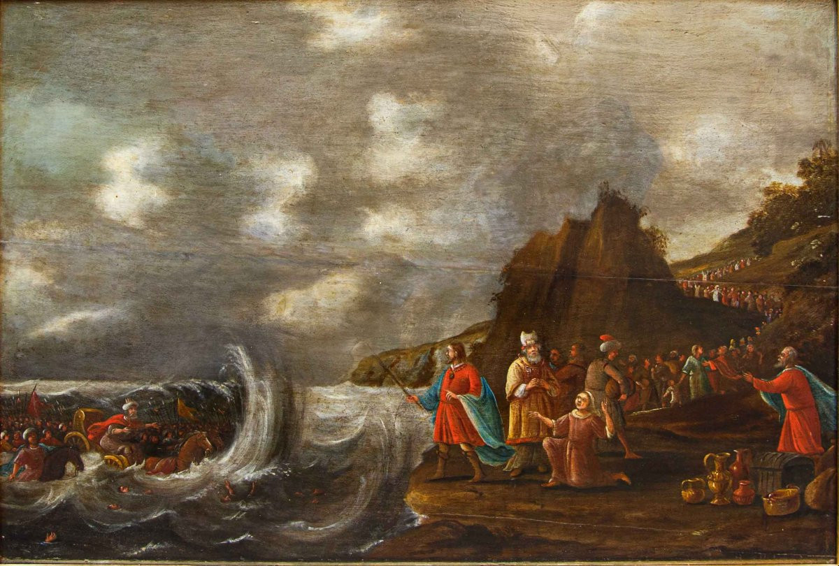 Atelier de Frans Francken le Jeune (Anvers, 1581-1642) , La chute des Egyptiens en mer Rouge-photo-3