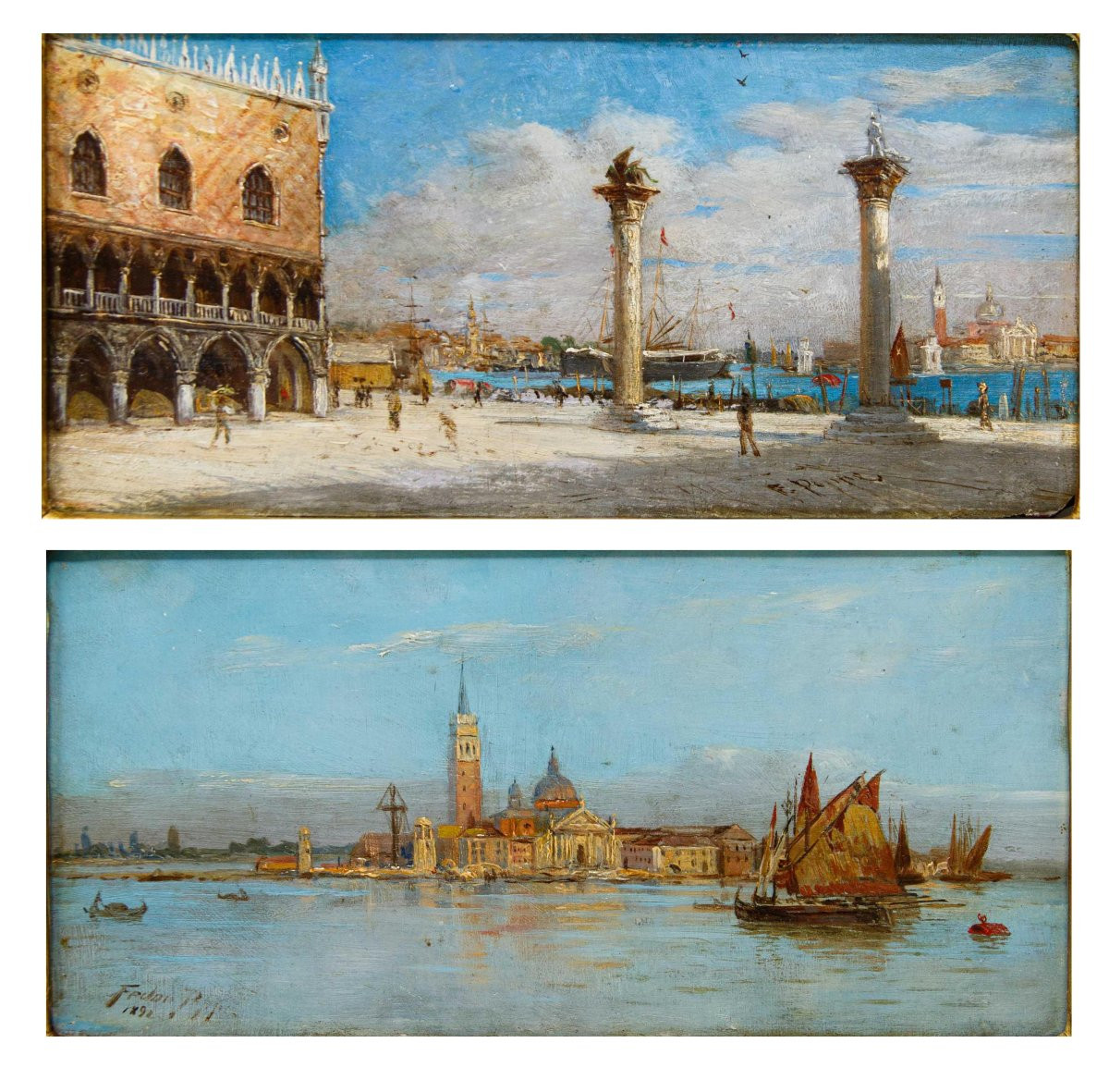Fedor Poppe (1850–1914), Two Views Of Venice-photo-4