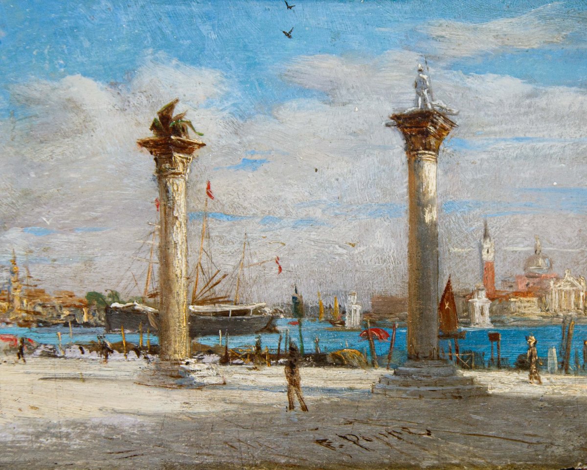 Fedor Poppe (1850–1914), Two Views Of Venice-photo-1