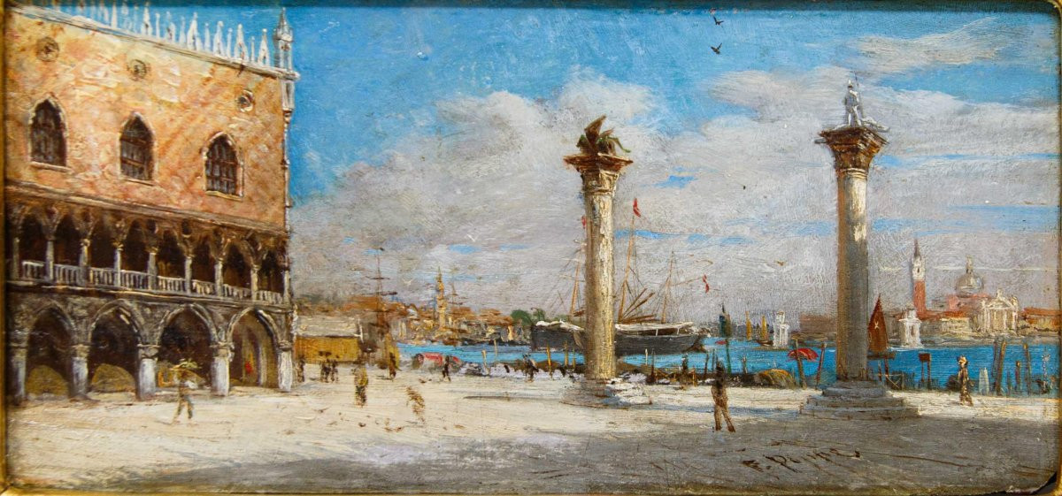 Fedor Poppe (1850–1914), Two Views Of Venice-photo-7