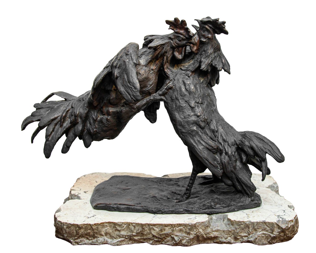 Italo Griselli (Montescudaio, 1880 - Florence, 1958), Combat de coqs