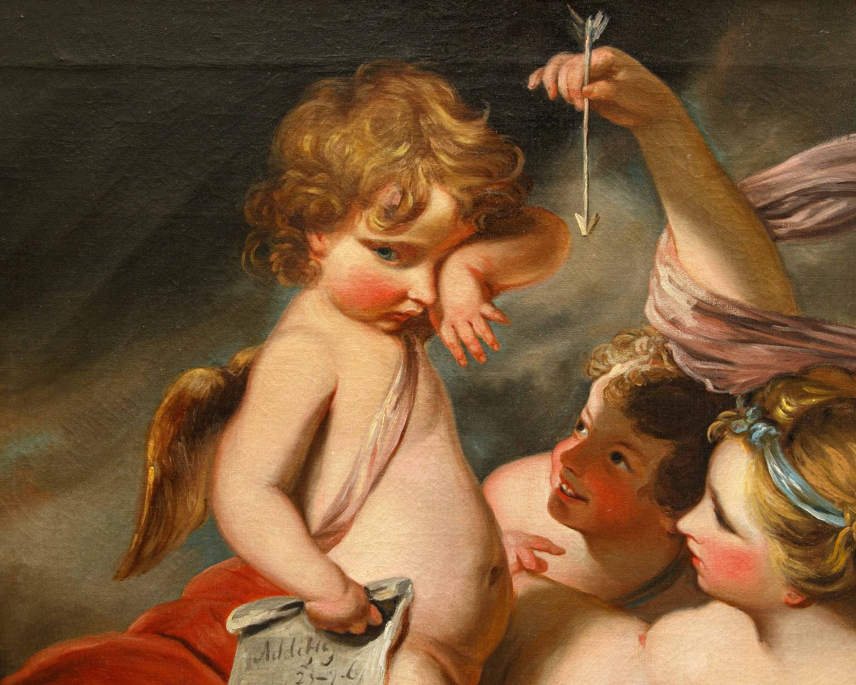 Disciple de Joshua Reynolds (Plympton, 1723 - Londres, 1792), L’éducation de Cupidon-photo-5