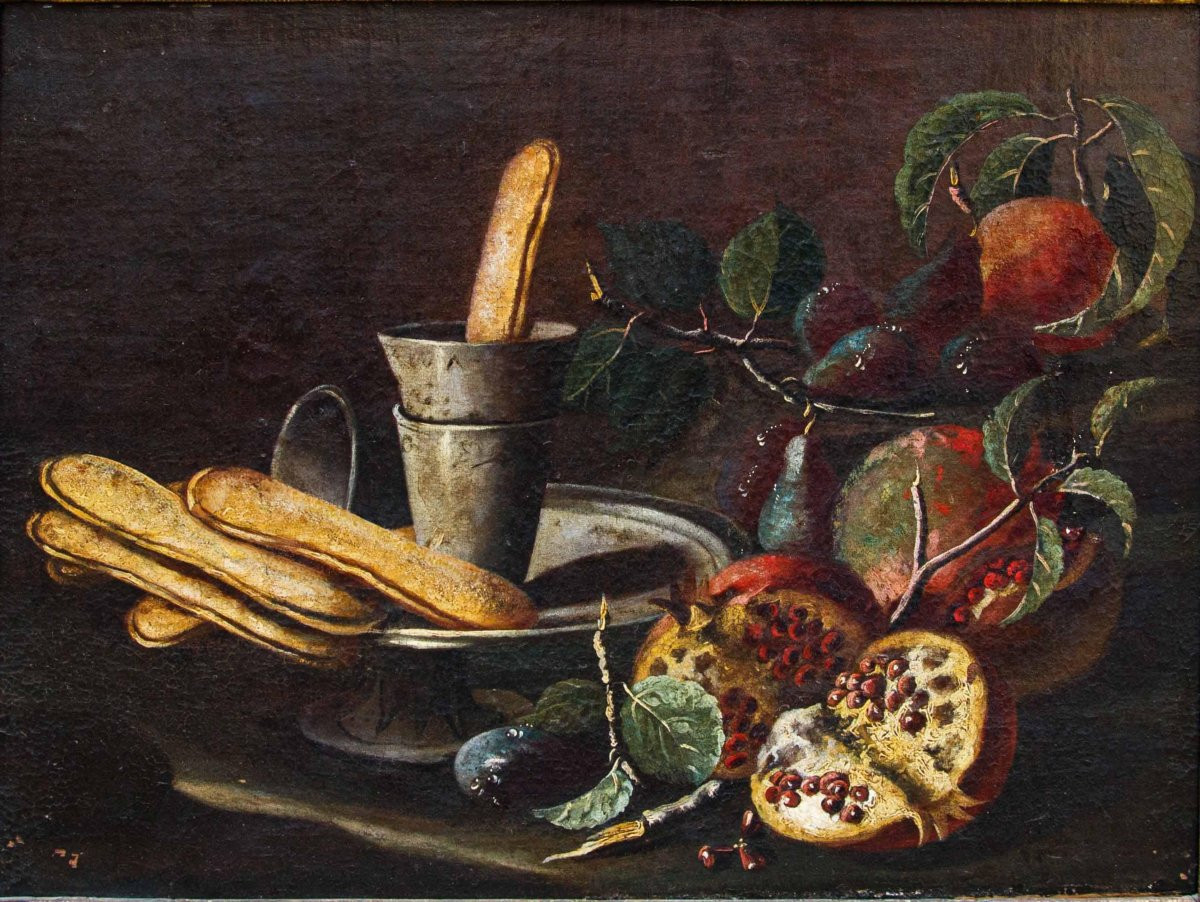 Roman School, 17th Century, Still Life With Pomegranates-photo-3