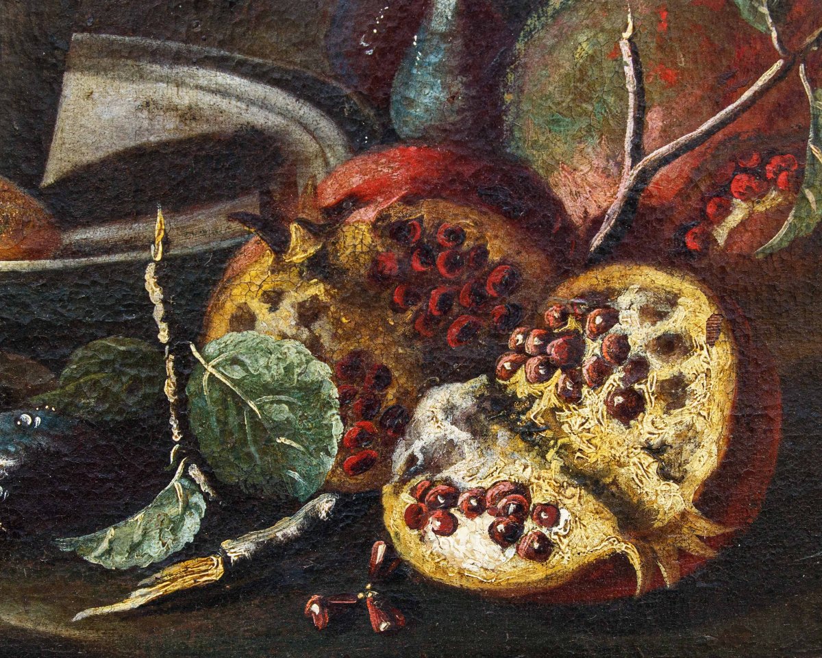 Roman School, 17th Century, Still Life With Pomegranates-photo-1