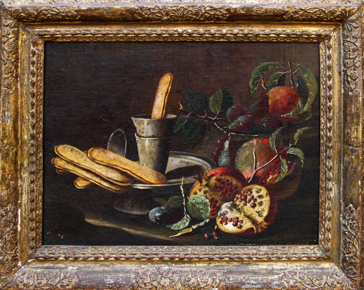 Roman School, 17th Century, Still Life With Pomegranates