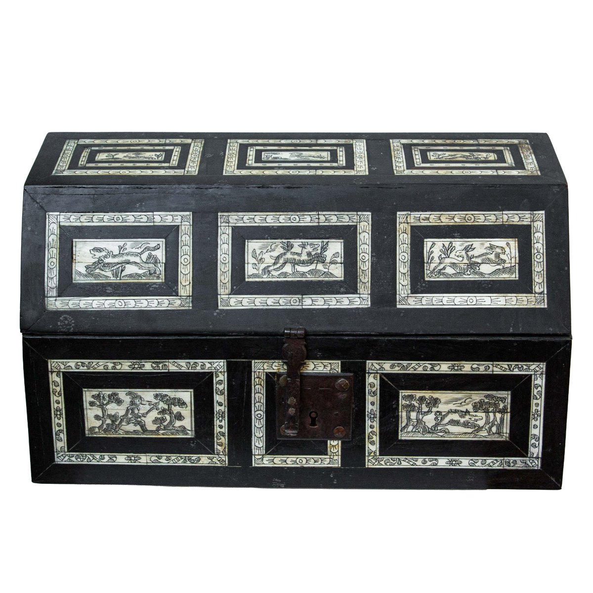 18th Century, Casket With Hunting Scenes-photo-2