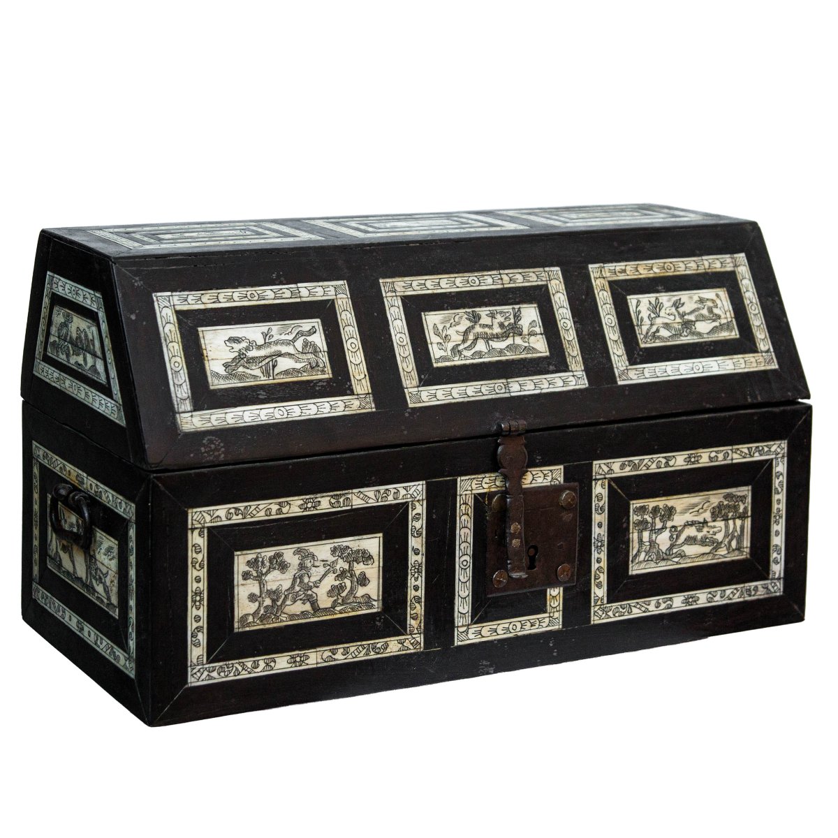 18th Century, Casket With Hunting Scenes-photo-3