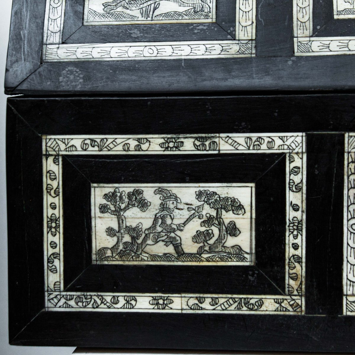 18th Century, Casket With Hunting Scenes-photo-2