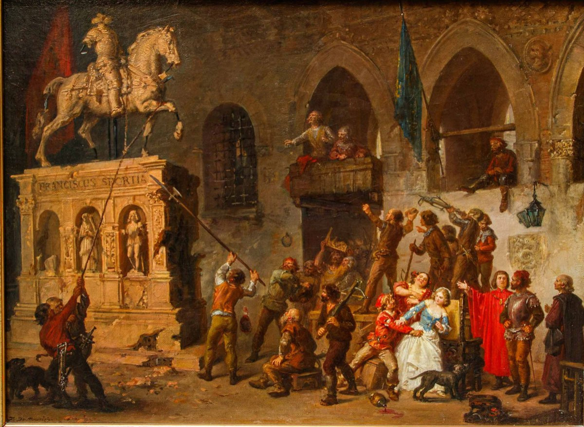 Felice De Maurizio (1810–1890), Destruction Of The Equestrian Statue Of Francesco Sforza-photo-3