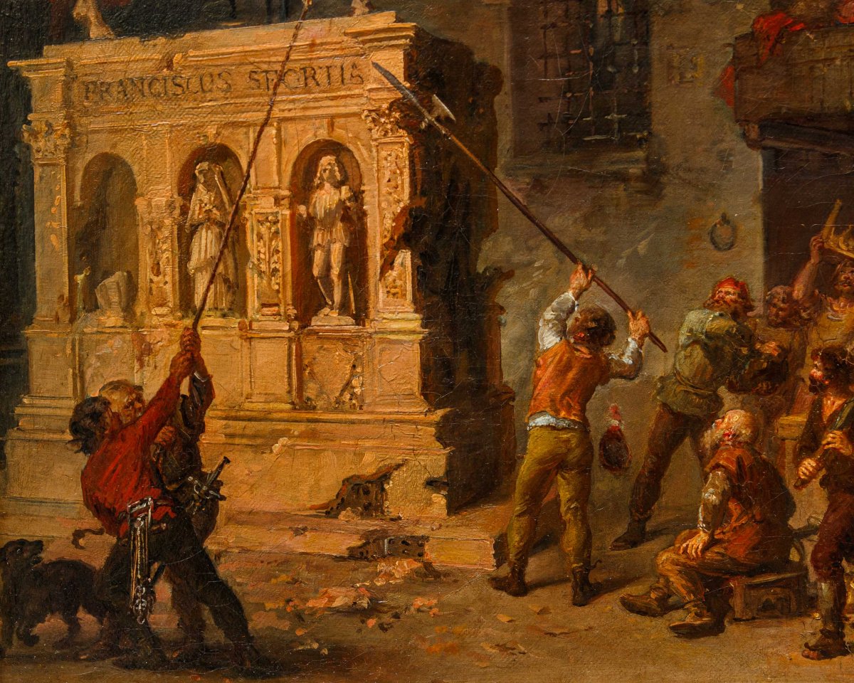 Felice De Maurizio (1810–1890), Destruction Of The Equestrian Statue Of Francesco Sforza-photo-1