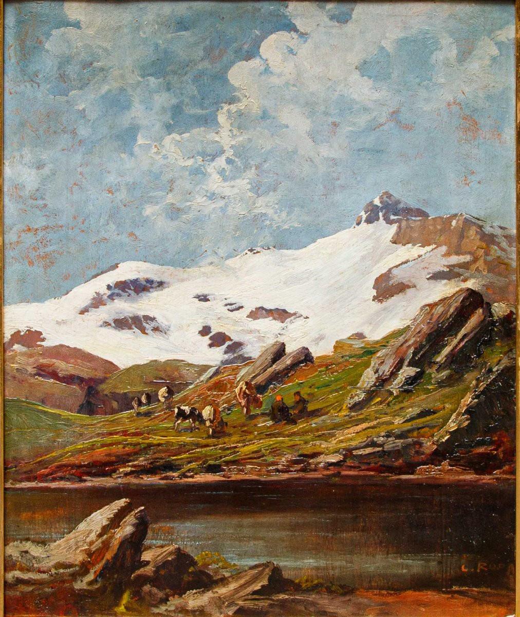 Leonardo Roda (Racconigi, 1868 - Turin, 1933), Paysage de montagne-photo-3