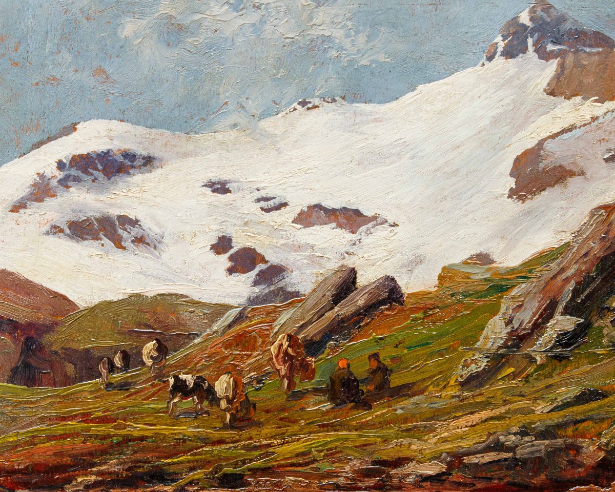 Leonardo Roda (Racconigi, 1868 - Turin, 1933), Paysage de montagne-photo-1