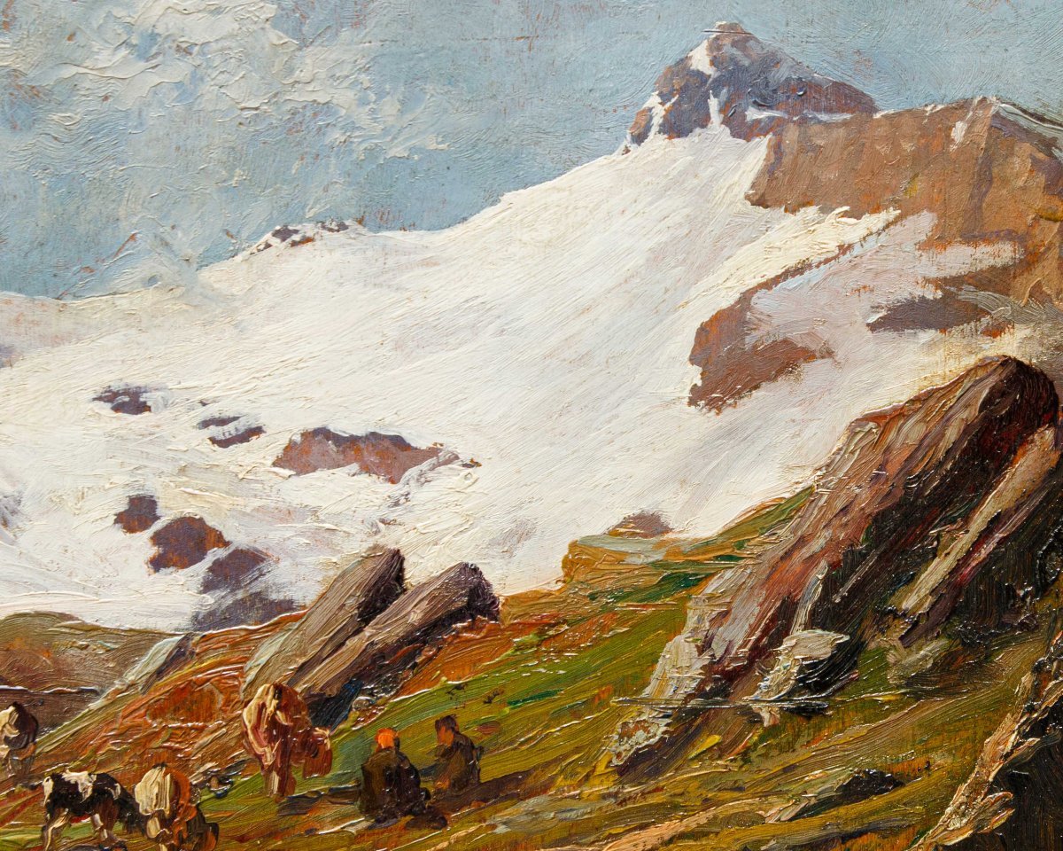 Leonardo Roda (Racconigi, 1868 - Turin, 1933), Paysage de montagne-photo-4