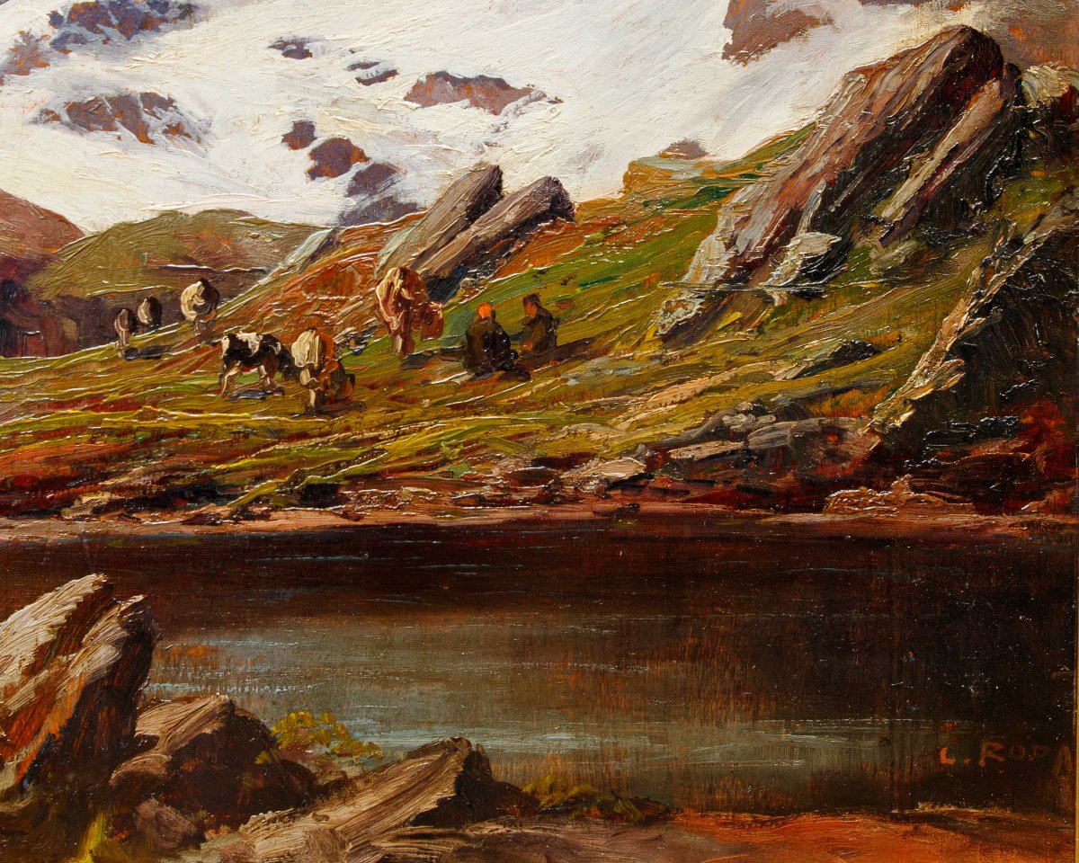 Leonardo Roda (Racconigi, 1868 - Turin, 1933), Paysage de montagne-photo-6