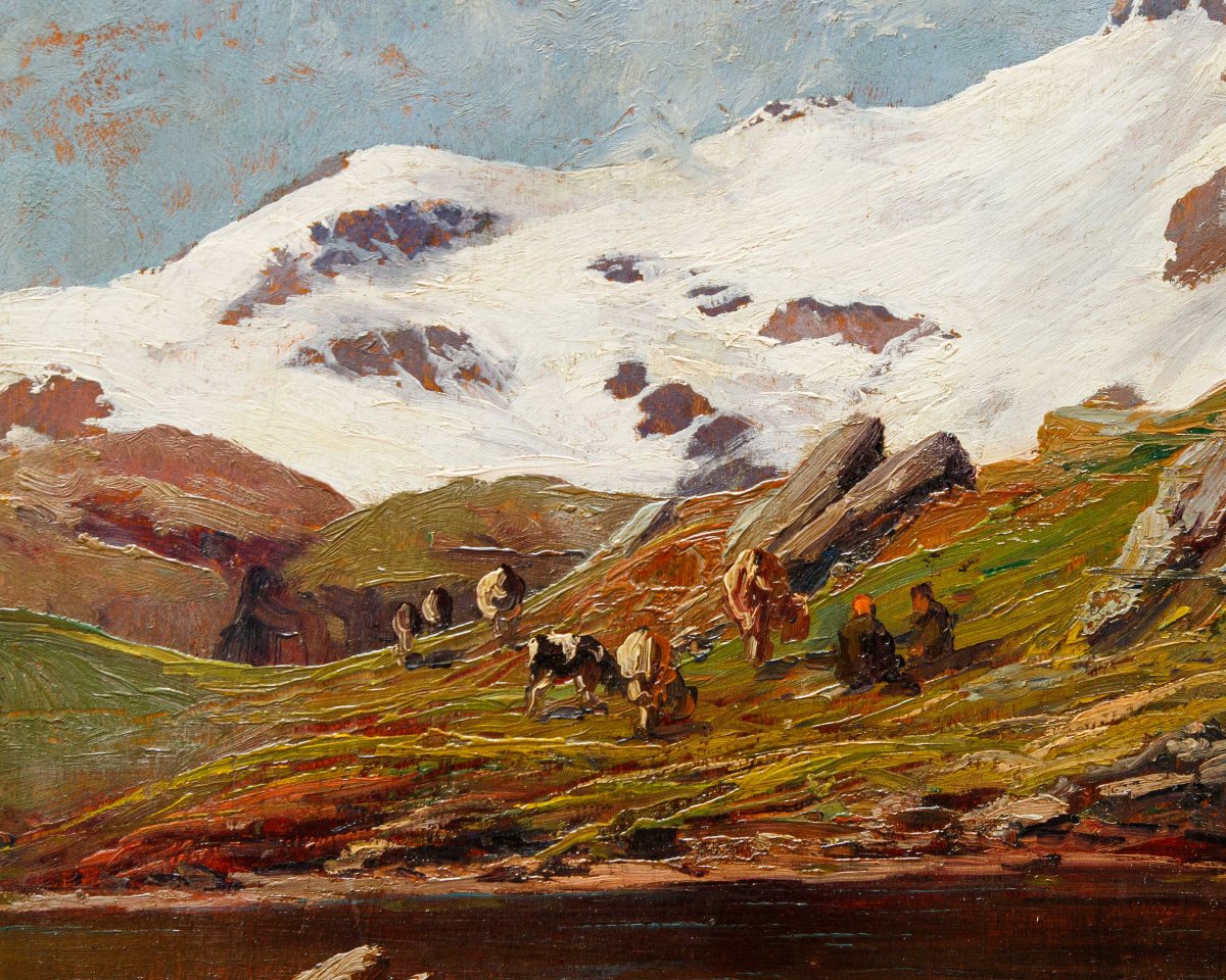 Leonardo Roda (Racconigi, 1868 - Turin, 1933), Paysage de montagne-photo-7
