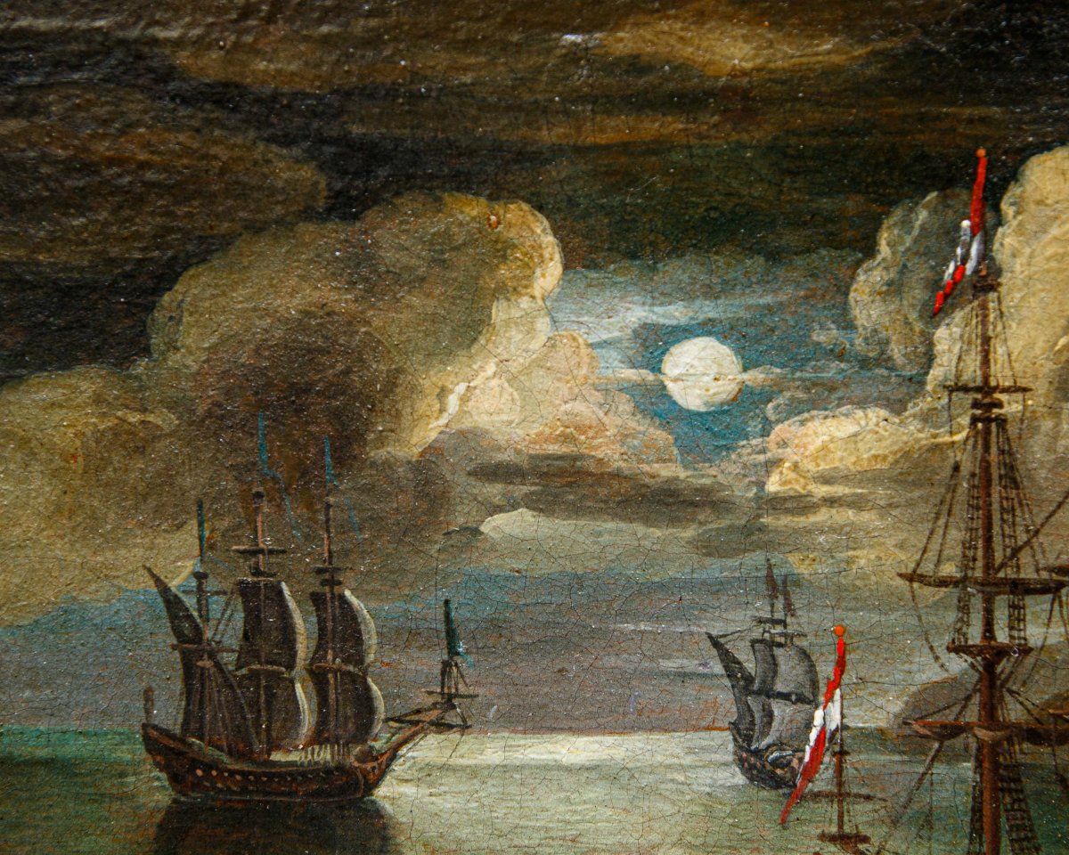 18th-century Venetian School, Seascape With Fishermen At Dawn-photo-2