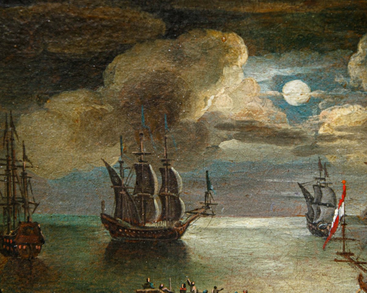 18th-century Venetian School, Seascape With Fishermen At Dawn-photo-3