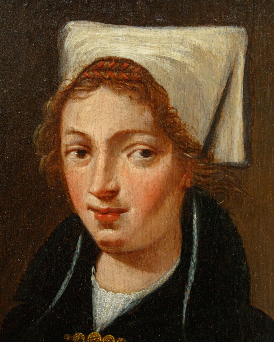 École germano-flamande du XVIIe siècle, Portrait d’une jeune femme-photo-1