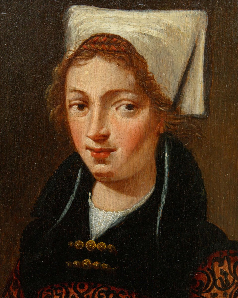 École germano-flamande du XVIIe siècle, Portrait d’une jeune femme-photo-2
