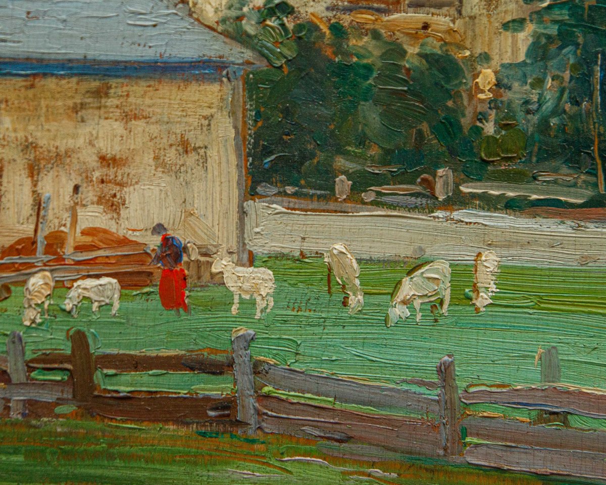 Amedeo Merello (genoa, 1890 – Fumeri, 1979), First Snows On The San Candido Dolomites-photo-7