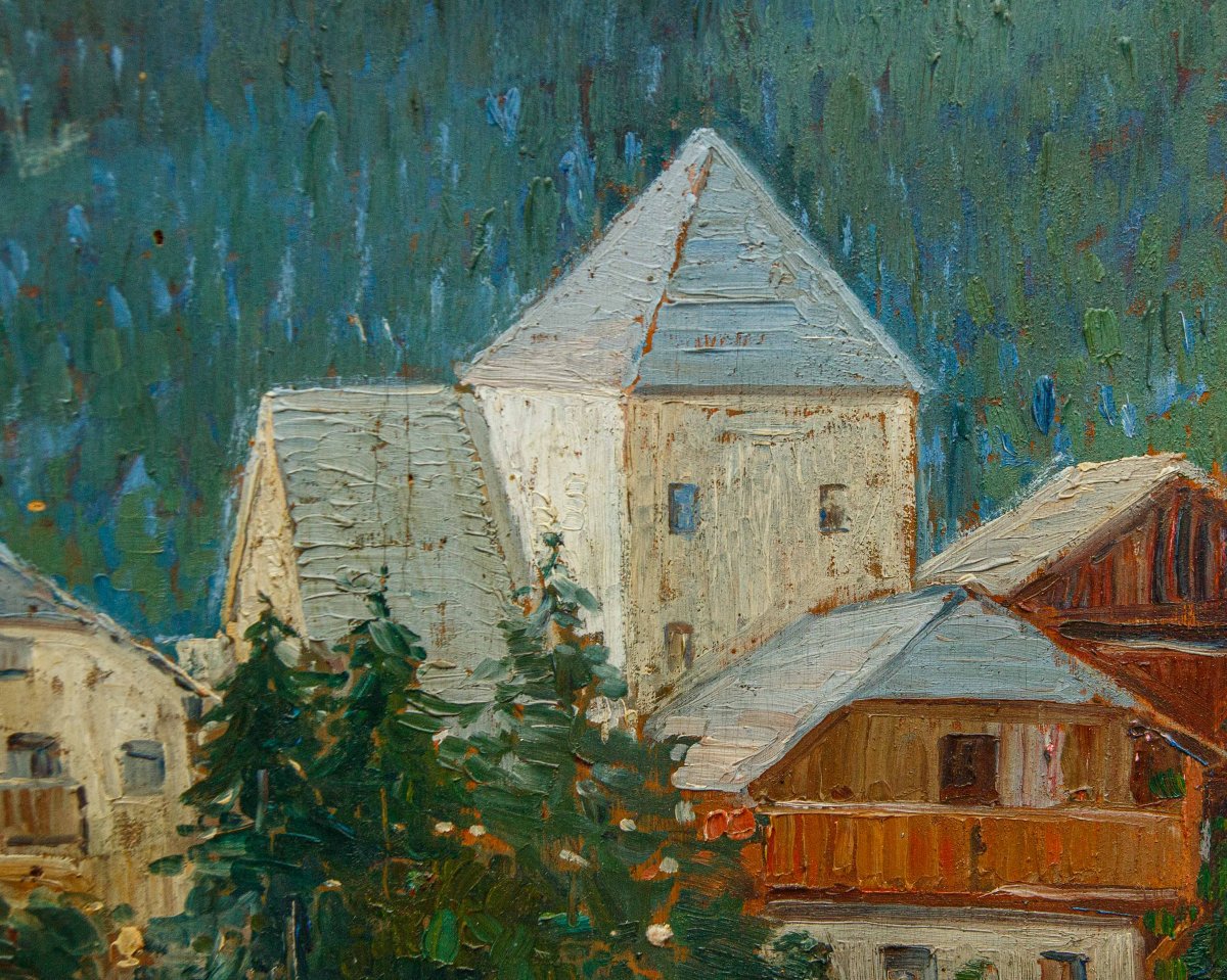 Amedeo Merello (genoa, 1890 – Fumeri, 1979), First Snows On The San Candido Dolomites-photo-8