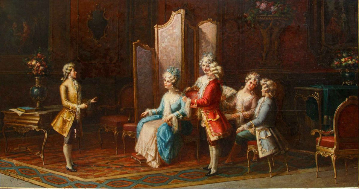 Nazzareno Sidoli (rossoreggio (pc), 1879 – Piacenza, 1969) Performing In The Rococo Parlor-photo-3